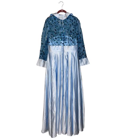 TS Couture Lin Ting Evening Gown Sky Blue Sequin Lace Satin A-Line With Tags - Picture 5 of 10